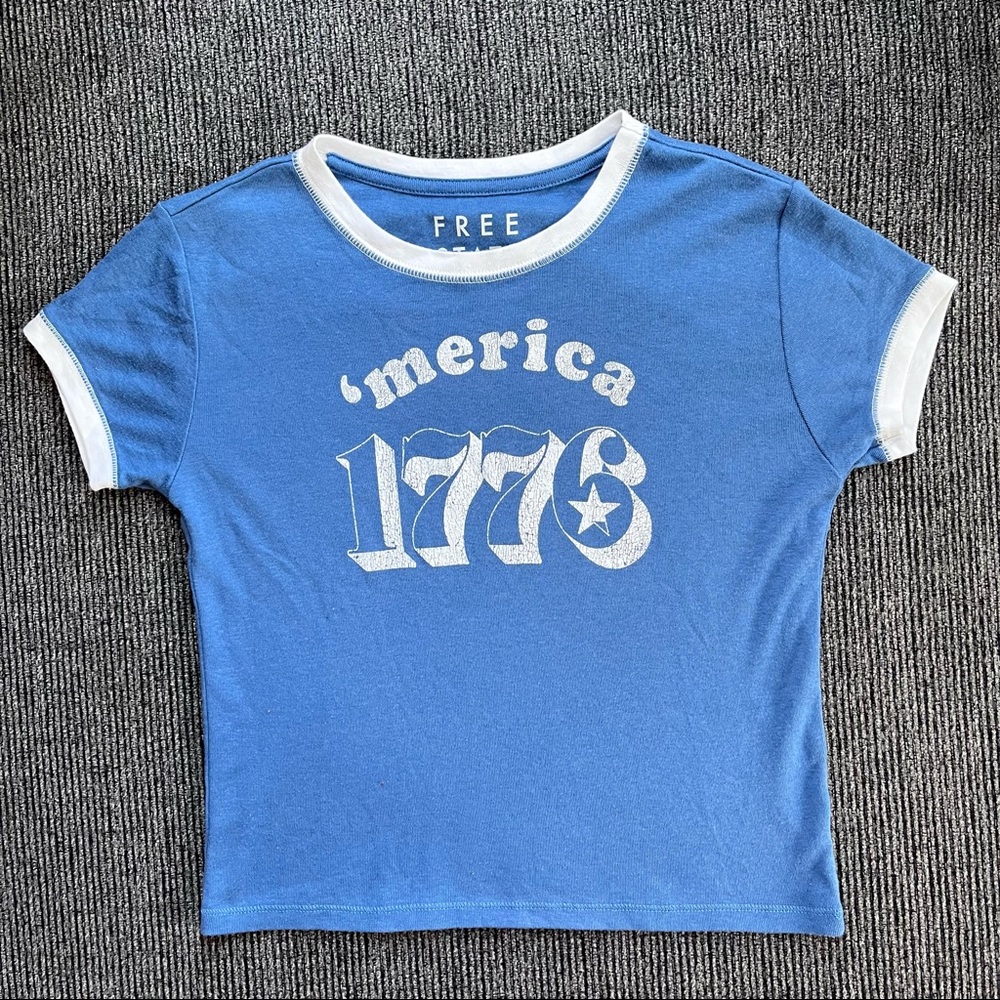 Aeropostal Free State ‘merica 1778 Cropped Ringer Tee